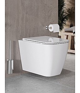 Унитаз подвесной с инсталляцией Agger ATI04100+APB244 белый, с крышкой микролифт, безободковый, с черной матовой кнопкой купить в интернет-магазине Sanbest