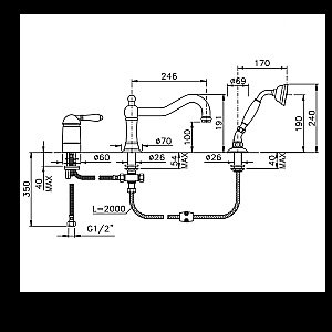 Смеситель для ванны Nicolazzi El Capitan 3449CR75 хром купить в интернет-магазине сантехники Sanbest