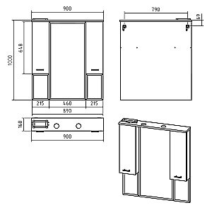 Зеркало со шкафом Misty Терра 90 П-Тер02090-0501 серый в ванную от интернет-магазине сантехники Sanbest