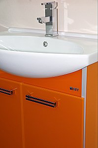 Тумба с раковиной подвесная Misty Джулия 105 оранжевая для ванной в интернет-магазине Sanbest