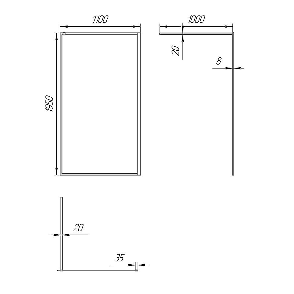 Душевое ограждение PAINI WalkIN110F 110 стекло прозрачное/профиль черный купить в интернет-магазине Sanbest