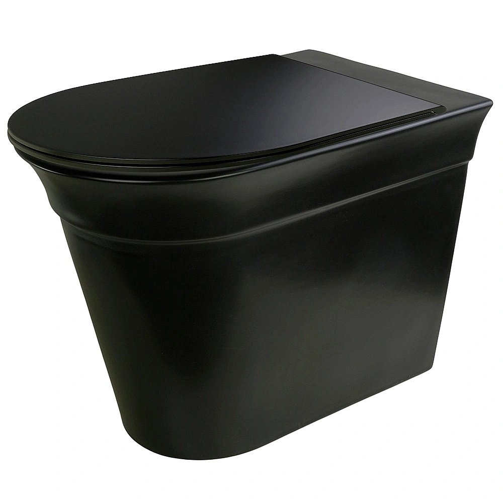 Унитаз приставной Migliore MONACO 32066, черный матовый, безободковый купить в интернет-магазине Sanbest