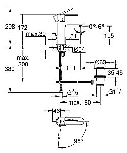 Смеситель для раковины Grohe Grohe Plus 2019 23870003 купить в интернет-магазине сантехники Sanbest