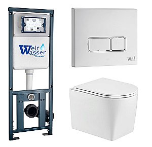 Унитаз с инсталляцией WeltWasser MARBERG 410 + NESENBACH 004 GL-WT + MAR 410 SE-WT купить в интернет-магазине Sanbest