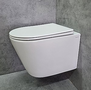 Унитаз подвесной CeramaLux TR5178 белый, безободковый, с крышкой микролифт, слив торнадо купить в интернет-магазине Sanbest