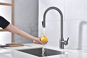 Смеситель для кухни Paulmark Universal Un213880-GM вороненая сталь купить в интернет-магазине сантехники Sanbest