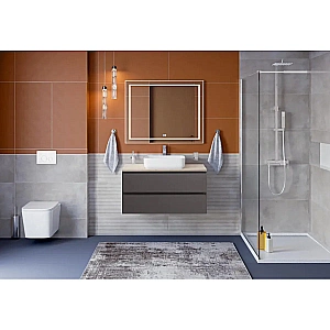 Тумба с раковиной и столещницей BelBagno 100 KRAFT-1000-2C-SO-GSO+KEP-100-MCO темно-серая матовая для ванной в интернет-магазине Sanbest