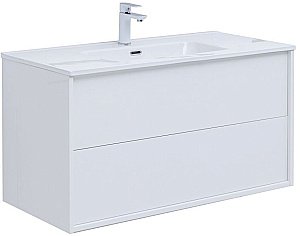 Тумба с раковиной Aquanet Lino 287542 80 (Flat) белый глянец для ванной в интернет-магазине Sanbest