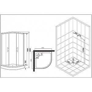 Душевой уголок Esbano ESR-8005 ESUGR8005 80х80 стекло рифленое, матовое/профиль хром купить в интернет-магазине Sanbest