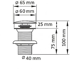 Донный клапан без перелива Ceramalux черный матовый купить в интернет-магазине сантехники Sanbest