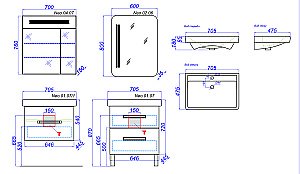 Тумба с раковиной AQWELLA Нео 70 T7 напольная для ванной в интернет-магазине Sanbest