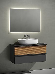 Тумба с раковиной Sancos DELTA 100 со столешницей, дуб красный/графит для ванной в интернет-магазине Sanbest