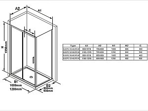 Душевой уголок Ravak Blix Slim BLSDP2+BLSPS 100х90 профиль черный/стекло прозрачное купить в интернет-магазине Sanbest