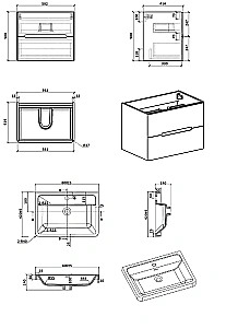 Тумба с раковиной Parly River 60 подвесная лилейно-белая для ванной в интернет-магазине Sanbest
