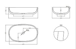 Раковина накладная Salini GLORIA 05 1102205MF 64 из искусственного камня S-Stone, матовая, цвет по RAL полностью купить в интернет-магазине Sanbest