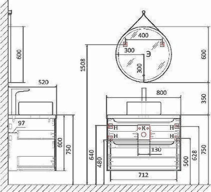 Тумба с раковиной Jorno Wood 80 серая для ванной в интернет-магазине Sanbest