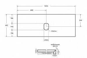 Столешница BelBagno KEP-120-MNO-W0 черный матовый мрамор для ванной в интернет-магазине сантехники Sanbest