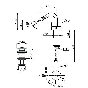 Смеситель для биде Cisal SLIM SM00155040 черный матовый купить в интернет-магазине сантехники Sanbest