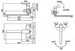 Смеситель для ванны Bravat Opal Black F6125183BM-02L-RUS купить в интернет-магазине сантехники Sanbest