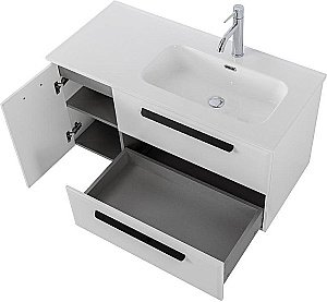 Тумба с раковиной Cezares ECO-CER-N 100 ECO-CER-N-1000-2C-1A-SO-BL белая глянцевая для ванной в интернет-магазине Sanbest