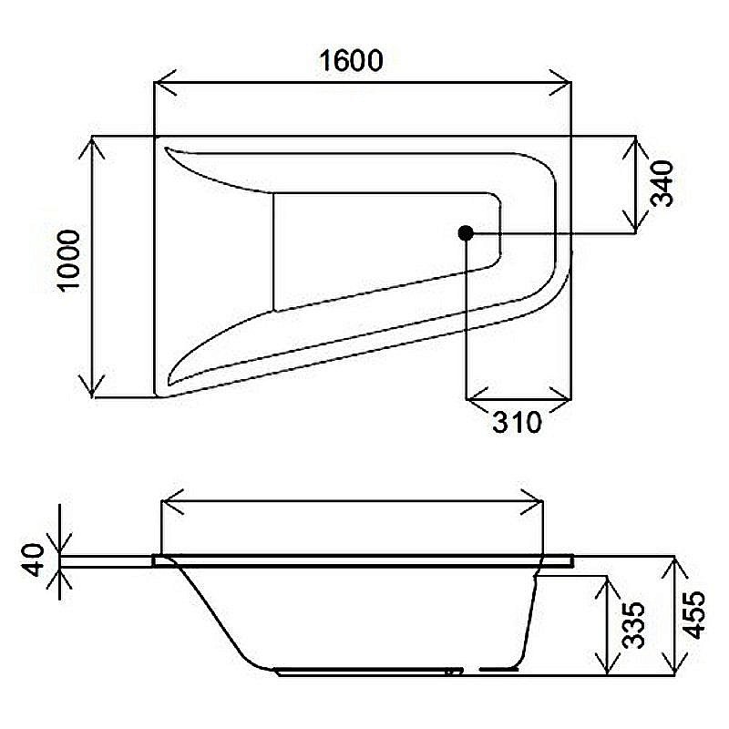 Ванна акриловая AM.PM Spirit 160x100 купить в интернет-магазине Sanbest