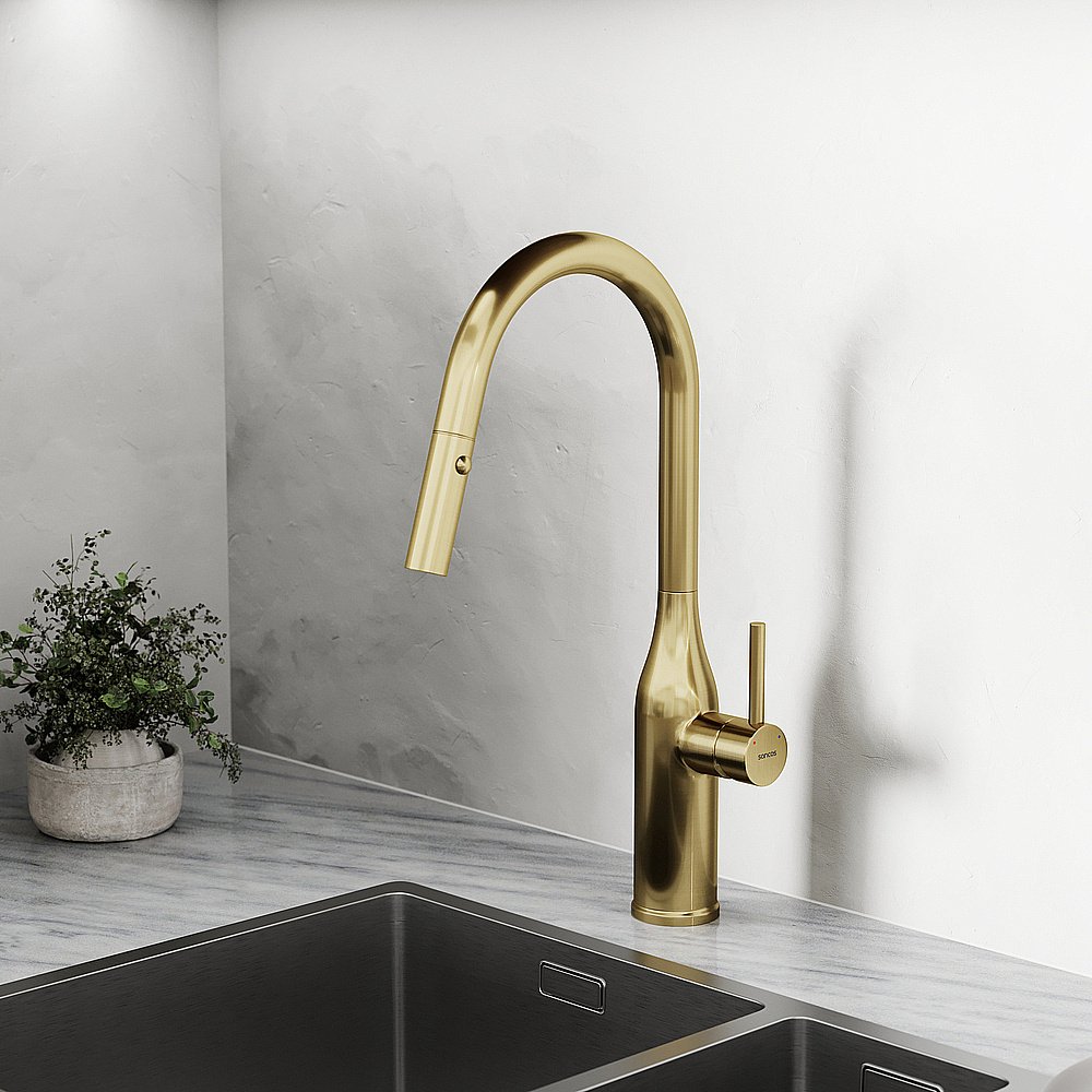 Смеситель для кухни Sancos Grand SC4002BG брашированное золото купить в интернет-магазине сантехники Sanbest