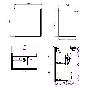 Тумба с раковиной La Fenice Tesoro 60 FNC-01-TES-PB-60-2 платиновый белый для ванной в интернет-магазине Sanbest