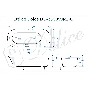 Ванна Delice Dolce DLR330059RB-G 170х75 белая/ручки черные купить в интернет-магазине Sanbest