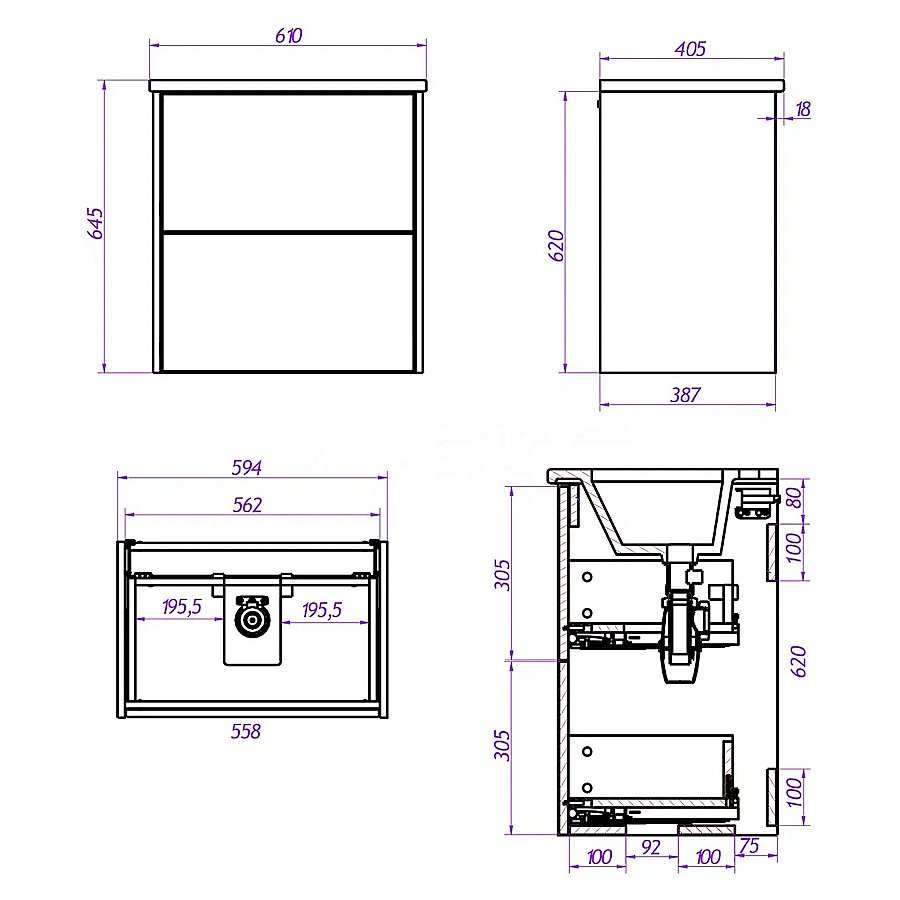 Тумба с раковиной La Fenice Tesoro 60 FNC-01-TES-PB-60-2 платиновый белый для ванной в интернет-магазине Sanbest