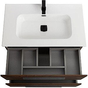 Тумба с раковиной Cezares ECO-CER-N 80 ECO-CER-N-800-2C-SO-NCS-P орех шоколад софт для ванной в интернет-магазине Sanbest