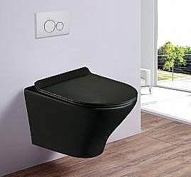 Унитаз подвесной Esbano ASTER ESUPASTEBM безободковый, с крышкой микролифт, матовый  черный купить в интернет-магазине Sanbest