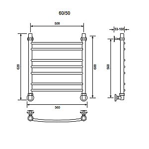 Полотенцесушитель водяной Veconi Nemi-A N6050GR-A графит купить в интернет-магазине сантехники Sanbest