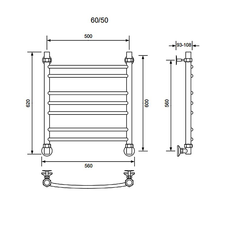 Полотенцесушитель водяной Veconi Nemi-A N6050GR-A графит купить в интернет-магазине сантехники Sanbest