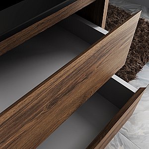 Тумба с раковиной Vincea Gio 100 VMC-2G100CO/VBS-13100MB тёмный дуб/раковина черная для ванной в интернет-магазине Sanbest