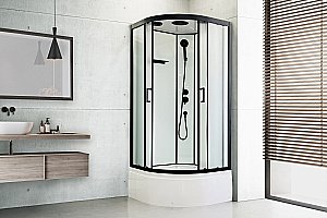 Душевая кабина Royal Bath FATO RB 85CK-М-BL 85 стекло рифленое/профиль черный купить в интернет-магазине Sanbest