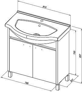 Тумба с раковиной Aquanet Донна 274170 80 белый дуб/белый для ванной в интернет-магазине Sanbest