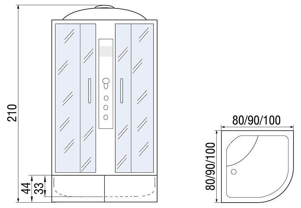 Душевая кабина River Dunay 44 80x80 стекло тонированное купить в интернет-магазине Sanbest