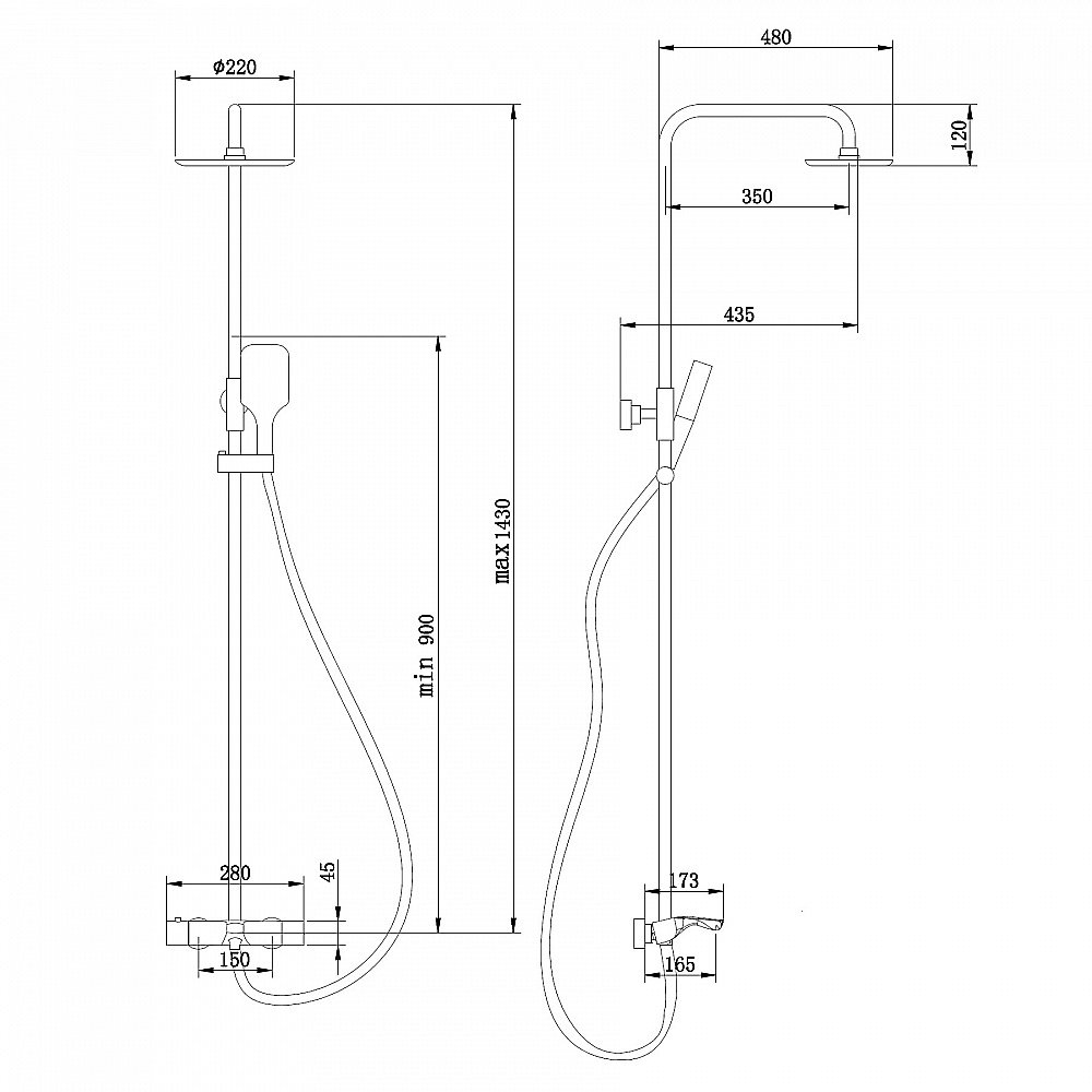 Душевая система ABBER Thermostat AF8516NGL никель купить в интернет-магазине сантехники Sanbest