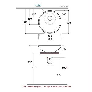 Раковина GLOBO Lavabi d'arredamento LAT50.BI*0 50 купить в интернет-магазине Sanbest