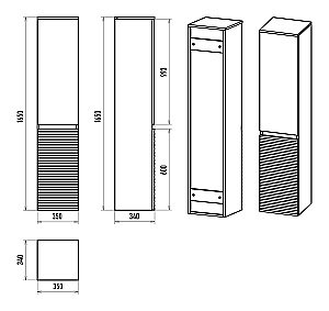 Пенал Misty Dakota 35 DAK-050350-19/01 Дуб Галифакс олово / Белый для ванной в интернет-магазине сантехники Sanbest