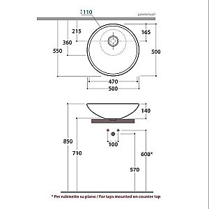 Раковина накладная Globo Lavabi d'arredamento 50 LAT50.BI*0 белая купить в интернет-магазине Sanbest