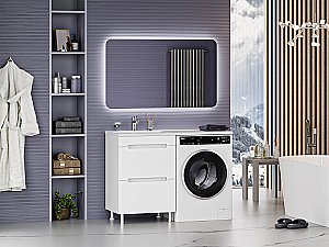 Тумба с раковиной Misty Байкал - 55 Э-Бай06055-022Я (Раковина Гавана 120) белая для ванной в интернет-магазине Sanbest