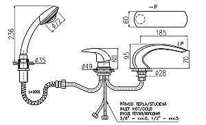 Смеситель на борт ванны RAV-Slezak DUNAJ D472.5YZ золото купить в интернет-магазине сантехники Sanbest