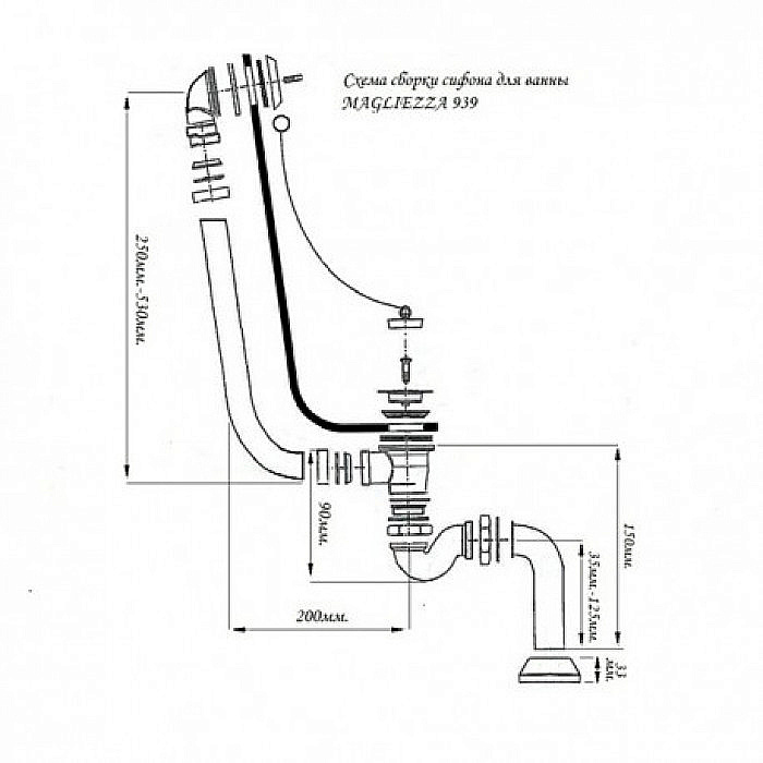 Слив перелив Magliezza 939WM белый матовый купить в интернет-магазине сантехники Sanbest
