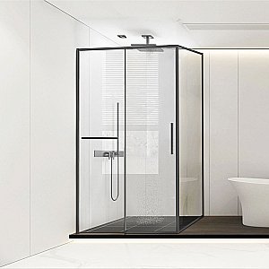 Душевой уголок Vincea Slim Soft VSR-1SS1011CLGM 110x100 стекло прозрачное/профиль вороненая сталь купить в интернет-магазине Sanbest