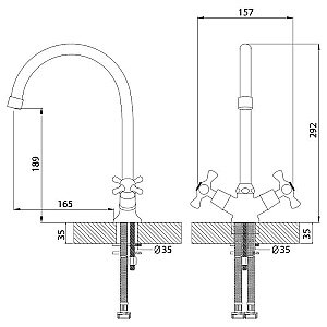 Смеситель для кухни Rossinka H02-72R купить в интернет-магазине сантехники Sanbest
