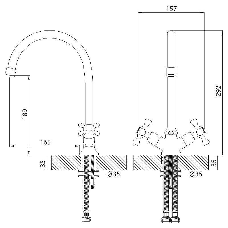 Смеситель для кухни Rossinka H02-72R купить в интернет-магазине сантехники Sanbest