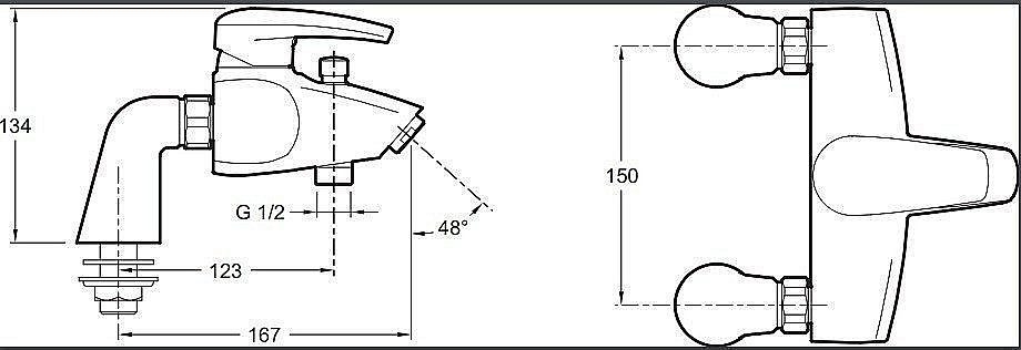 Смеситель для ванны Jacob Delafon PANACHE E71242-CP купить в интернет-магазине сантехники Sanbest
