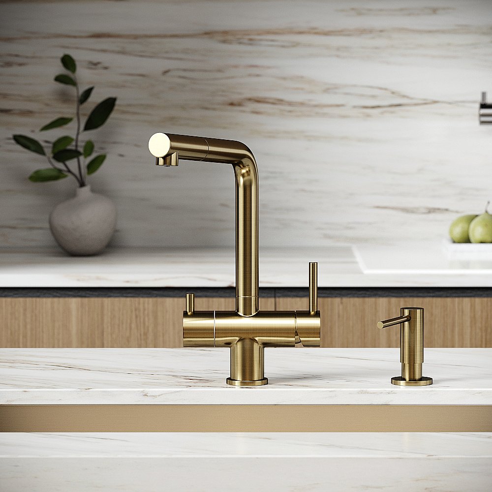 Смеситель для кухни Sancos Spin SC4015BG брашированное золото купить в интернет-магазине сантехники Sanbest