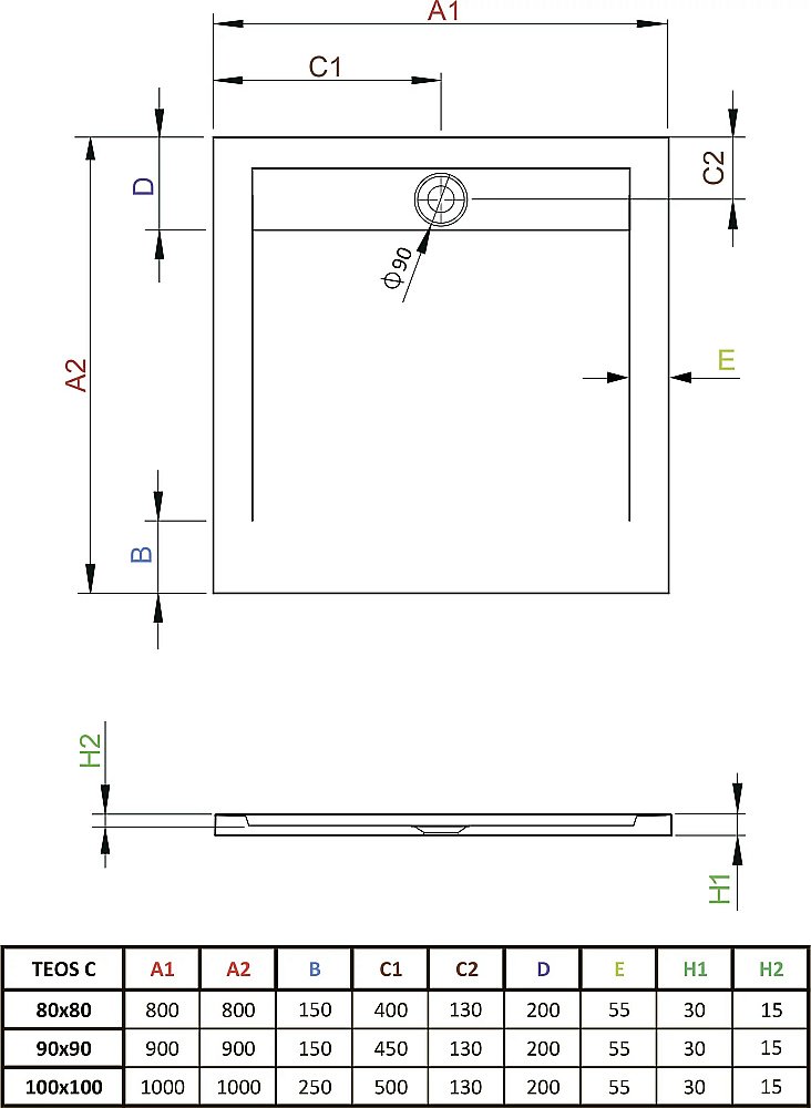 Душевой поддон Radaway Teos C white HTC8080-04 80x80 белый купить в интернет-магазине Sanbest
